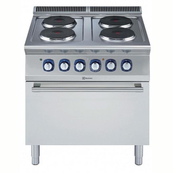 Electrolux Professional Endüstriyel 4 Yuvarlak Pleytli (her Ocak 2,6 Kw) Elektrikli Kuzine, Elektrikli Fırınlı, Derinlik 730 Mm - 800 Mm E7ECEH4RE0 - Image 1