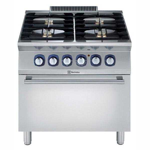Electrolux Professional Endüstriyel 4 Açık Ateşli Gazlı Kuzine, Her Brulör 5,5 Kw, Elektrikli Fırın, Derinlik 730 Mm E7GCGH4CE0 - Image 1