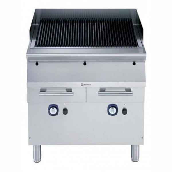 Electrolux Professional Endüstriyel Gazlı Barbekü-gril, Paslanmaz Brulörlü, Çift Taraflı Döküm Izgaralı (et İçin Yivli, Balık-sebze İçin Düz), Alt Dolaplı, Derinlik 730 Mm - 800 Mm E7GRGHGCFU - Image 1