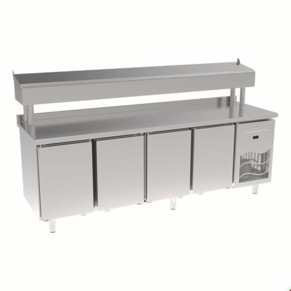 İnoksan Sgb240rs-Paslanmaz Tablalı 4 Kapılı Pizza Hazırlık Ünitesi / Boru Ayaklı - Image 1