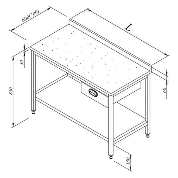 Öztiryakiler Çalışma Tezgahı Mermer Tablalı Taban Raflı Tek Çekim 140x80 Cm - Image 1