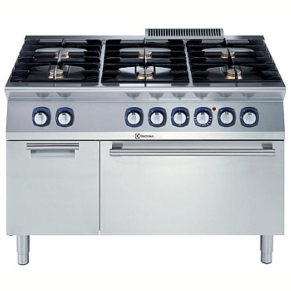 Electrolux Professional Endüstriyel 6 Açık Ateşli Gazlı Kuzine, Her Brulör 5,5 Kw, Altında Elektrikli Fırın + Dolap, Derinlik 730 Mm - 1200 Mm E7GCGL6C20 - Image 1