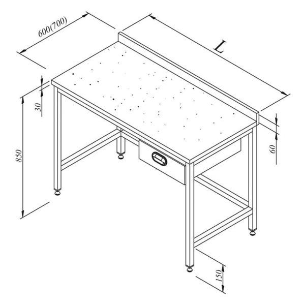 Öztiryakiler Çalışma Tezgahı Mermer Tablalı Taban Rafsız Tek Çekmeceli 190x80 Cm - Image 1