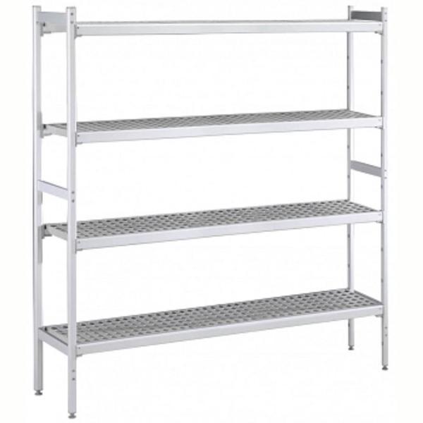 Electrolux Professional Düz Etejer Seti, Aluminyum Ayaklı, 4 Raflı, Her Raf Demonte Polietilen Tabletlerden Oluşur, Tabletler Bulaşık Makinesinde Yıkanabilir - 475x2760 Mm, H=1700 Mm BLS2760 - Image 1