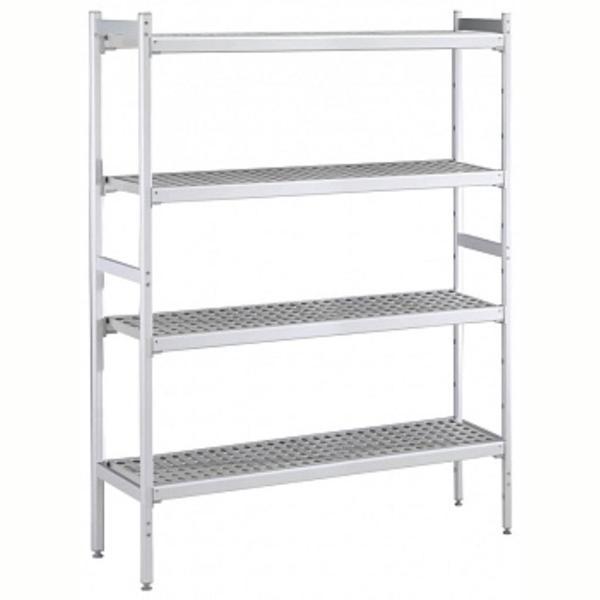 Electrolux Professional Düz Etejer Seti, Aluminyum Ayaklı, 4 Raflı, Her Raf Demonte Polietilen Tabletlerden Oluşur, Tabletler Bulaşık Makinesinde Yıkanabilir - 475x2224 Mm, H=1700 Mm BLS2224 - Image 1