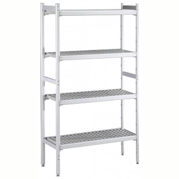 Electrolux Professional Düz Etejer Seti, Aluminyum Ayaklı, 4 Raflı, Her Raf Demonte Polietilen Tabletlerden Oluşur, Tabletler Bulaşık Makinesinde Yıkanabilir - 475x1606 Mm, H=1700 Mm BLS1606 - Image 1