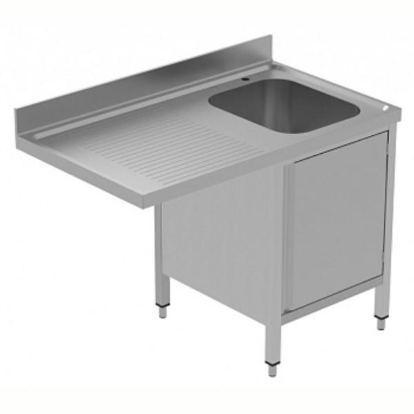 Electrolux Professional Tezgahaltı Bulaşık Makinesi İçin Dolaplı Tezgah, Tek Evyeli (400x500x250 Mm), Damlalığı Solda, 1200 Mm, Plus GLR1SSPP - Image 1