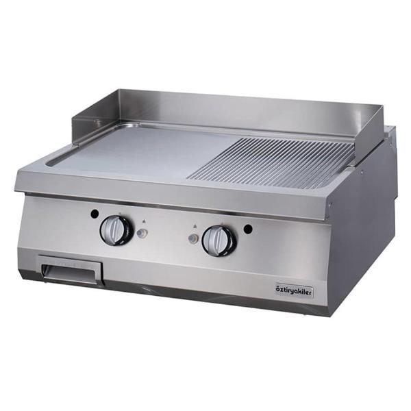 Öztiryakiler Gazlı Grill Plate,Yarı Oluklu,80x70x30 Cm,Krom Kaplı,Ogg 8070 1/2 N - Image 1