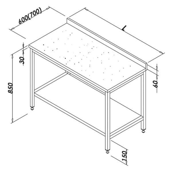 Öztiryakiler Çalışma Tezgahı Mermer Tablalı Taban Raflı 160x70 Cm - Image 1