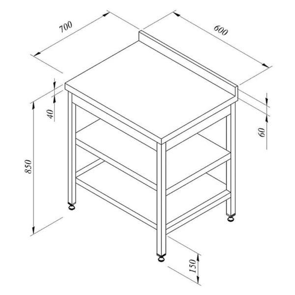 Öztiryakiler Çalışma Tezgahı Ara Raflı Sırtlı 60x70 Cm - Image 1