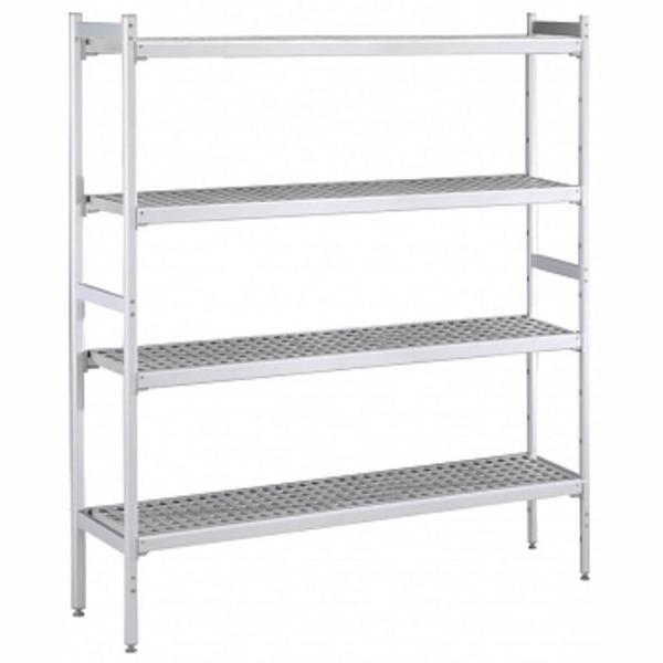 Electrolux Professional Düz Etejer Seti, Aluminyum Ayaklı, 4 Raflı, Her Raf Demonte Polietilen Tabletlerden Oluşur, Tabletler Bulaşık Makinesinde Yıkanabilir - 475x2580 Mm, H=1700 Mm BLS2580 - Image 1