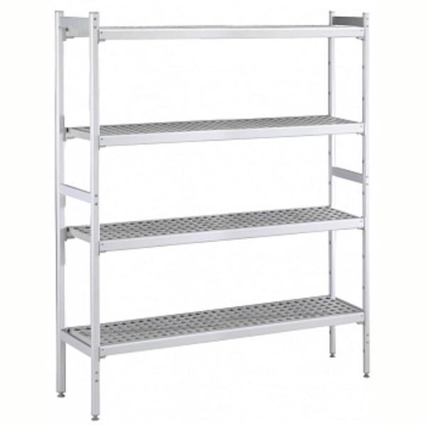 Electrolux Professional Düz Etejer Seti, Aluminyum Ayaklı, 4 Raflı, Her Raf Demonte Polietilen Tabletlerden Oluşur, Tabletler Bulaşık Makinesinde Yıkanabilir - 475x2404 Mm, H=1700 Mm BLS2404 - Image 1