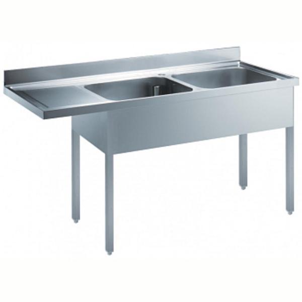 Electrolux Professional Tezgahaltı Bulaşık Makinesi İçin Tezgah, 2 Evyeli (500x500 Mm), Damlalık Solda - 1800 Mm EDBD1817L - Image 1