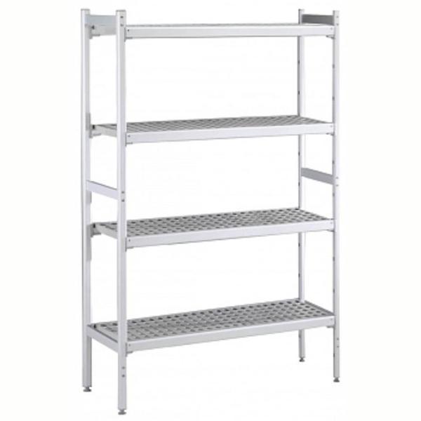 Electrolux Professional Düz Etejer Seti, Aluminyum Ayaklı, 4 Raflı, Her Raf Demonte Polietilen Tabletlerden Oluşur, Tabletler Bulaşık Makinesinde Yıkanabilir - 475x1872 Mm, H=1700 Mm BLS1872 - Image 1