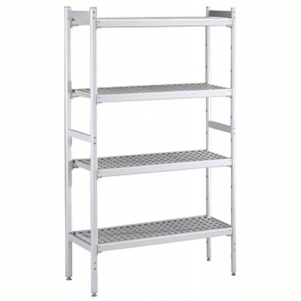 Electrolux Professional Düz Etejer Seti, Aluminyum Ayaklı, 4 Raflı, Her Raf Demonte Polietilen Tabletlerden Oluşur, Tabletler Bulaşık Makinesinde Yıkanabilir - 475x1696 Mm, H=1700 Mm BLS1696 - Image 1