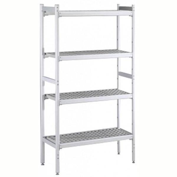 Electrolux Professional Düz Etejer Seti, Aluminyum Ayaklı, 4 Raflı, Her Raf Demonte Polietilen Tabletlerden Oluşur, Tabletler Bulaşık Makinesinde Yıkanabilir - 475x1569 Mm, H=1700 Mm BLS1569 - Image 1