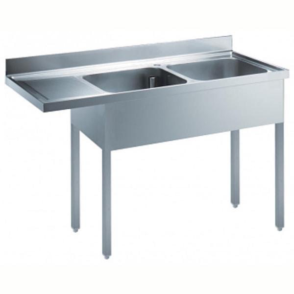 Electrolux Professional Tezgahaltı Bulaşık Makinesi İçin Tezgah, 2 Evyeli (400x500 Mm), Damlalık Solda - 1600 Mm EDBD1617L - Image 1