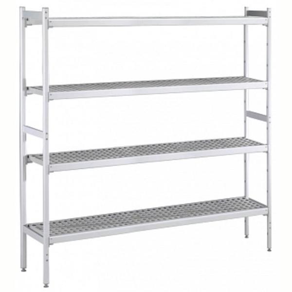 Electrolux Professional Düz Etejer Seti, Aluminyum Ayaklı, 4 Raflı, Her Raf Demonte Polietilen Tabletlerden Oluşur, Tabletler Bulaşık Makinesinde Yıkanabilir - 475x2935 Mm, H=1700 Mm BLS2935 - Image 1
