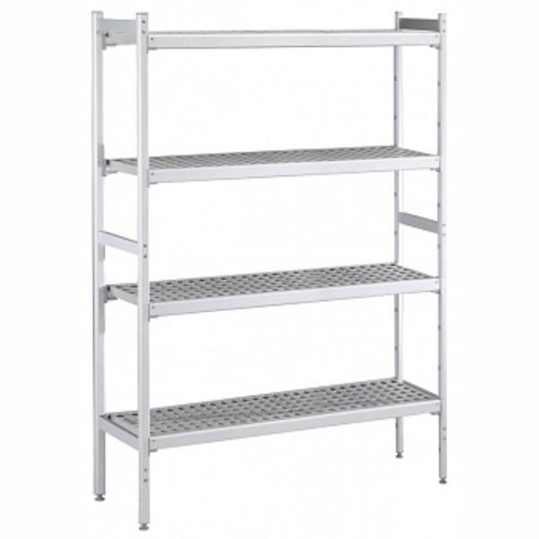 Electrolux Professional Düz Etejer Seti, Aluminyum Ayaklı, 4 Raflı, Her Raf Demonte Polietilen Tabletlerden Oluşur, Tabletler Bulaşık Makinesinde Yıkanabilir - 475x2048 Mm, H=1700 Mm BLS2048 - Image 1