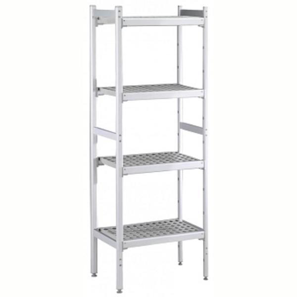 Electrolux Professional Düz Etejer Seti, Aluminyum Ayaklı, 4 Raflı, Her Raf Demonte Polietilen Tabletlerden Oluşur, Tabletler Bulaşık Makinesinde Yıkanabilir - 475x1037 Mm, H=1700 Mm BLS1038 - Image 1