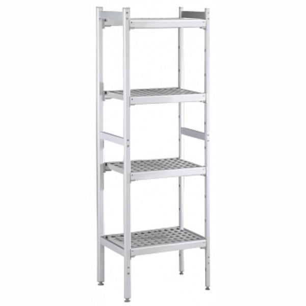 Electrolux Professional Düz Etejer Seti, Aluminyum Ayaklı, 4 Raflı, Her Raf Demonte Polietilen Tabletlerden Oluşur, Tabletler Bulaşık Makinesinde Yıkanabilir - 475x950 Mm, H=1700 Mm BLS950 - Image 1