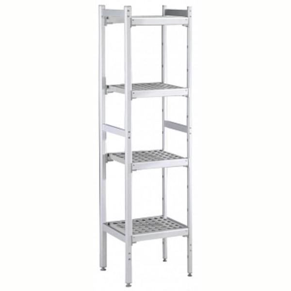 Electrolux Professional Düz Etejer Seti, Aluminyum Ayaklı, 4 Raflı, Her Raf Demonte Polietilen Tabletlerden Oluşur, Tabletler Bulaşık Makinesinde Yıkanabilir - 475x772 Mm, H=1700 Mm BLS772 - Image 1