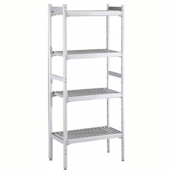 Electrolux Professional Düz Etejer Seti, Aluminyum Ayaklı, 4 Raflı, Her Raf Demonte Polietilen Tabletlerden Oluşur, Tabletler Bulaşık Makinesinde Yıkanabilir - 475x1216 Mm, H=1700 Mm BLS1216 - Image 1