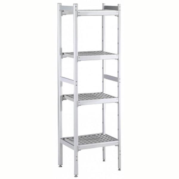 Electrolux Professional Düz Etejer Seti, Aluminyum Ayaklı, 4 Raflı, Her Raf Demonte Polietilen Tabletlerden Oluşur, Tabletler Bulaşık Makinesinde Yıkanabilir - 475x862 Mm, H=1700 Mm BLS862 - Image 1