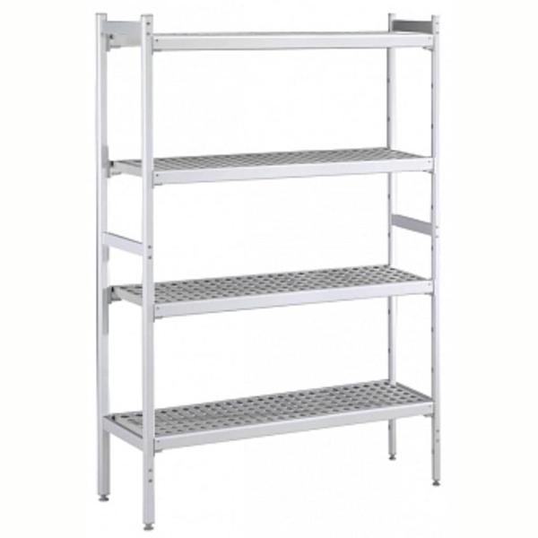 Electrolux Professional Düz Etejer Seti, Aluminyum Ayaklı, 4 Raflı, Her Raf Demonte Polietilen Tabletlerden Oluşur, Tabletler Bulaşık Makinesinde Yıkanabilir - 475x1960 Mm, H=1700 Mm BLS1960 - Image 1