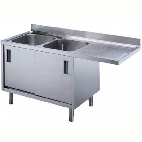 Electrolux Professional Tezgahaltı Bulaşık Makinesi İçin Dolaplı Tezgah, 2 Evyeli (500x500x290 Mm), Damlalığı Sağda - 1800 Mm MLA2DTN - Image 1