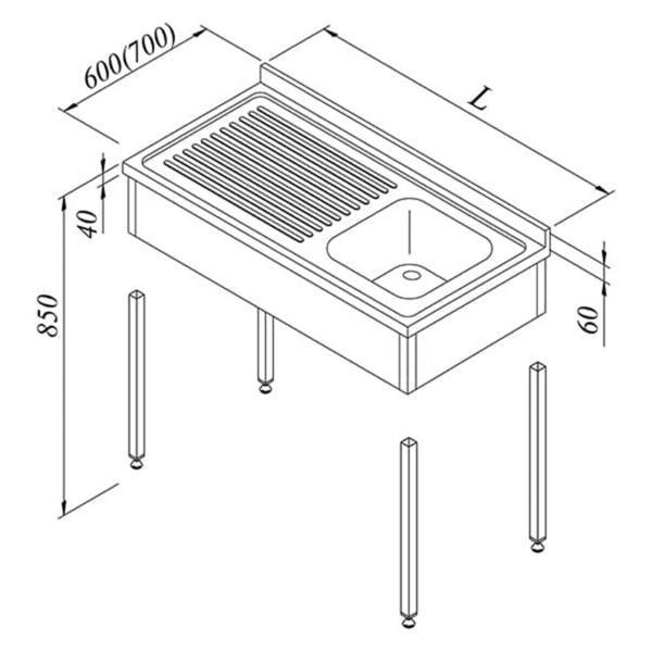 Öztiryakiler Evyeli Tezgah, 1g/1d, Sol 3 Perdeli, Demonte, 140x60 Cm - Image 1
