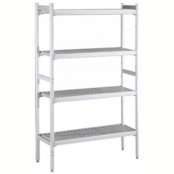 Electrolux Professional Düz Etejer Seti, Aluminyum Ayaklı, 4 Raflı, Her Raf Demonte Polietilen Tabletlerden Oluşur, Tabletler Bulaşık Makinesinde Yıkanabilir - 475x1784 Mm, H=1700 Mm BLS1784 - Image 1