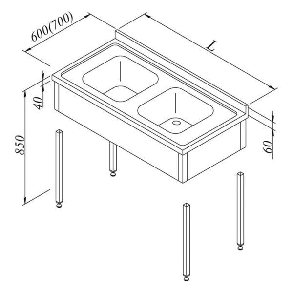 Öztiryakiler Evyeli Tezgah, 2g, 3 Perdeli, Demonte, 120x60 Cm - Image 1