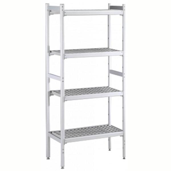 Electrolux Professional Düz Etejer Seti, Aluminyum Ayaklı, 4 Raflı, Her Raf Demonte Polietilen Tabletlerden Oluşur, Tabletler Bulaşık Makinesinde Yıkanabilir - 475x1304 Mm, H=1700 Mm BLS1304 - Image 1