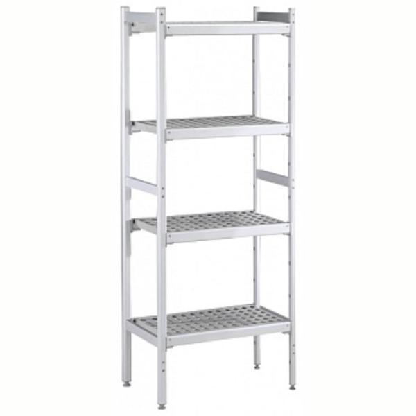 Electrolux Professional Düz Etejer Seti, Aluminyum Ayaklı, 4 Raflı, Her Raf Demonte Polietilen Tabletlerden Oluşur, Tabletler Bulaşık Makinesinde Yıkanabilir - 475x1126 Mm, H=1700 Mm BLS1126 - Image 1