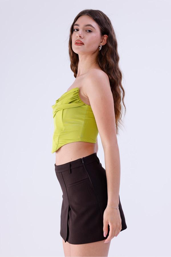 La Pante Mini Kahverengi Kadın Şort Etek - Image 1