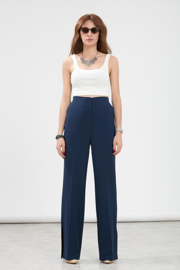 La Pante Paça Yırtmaçlı Fermuar Kapamalı Boru Paça Pantolon - Image 1