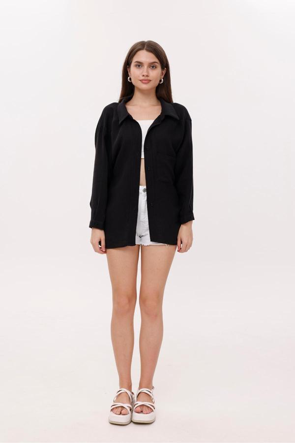 La Pante Ön Cepli Düğmeli Müslin Gömlek - Image 1