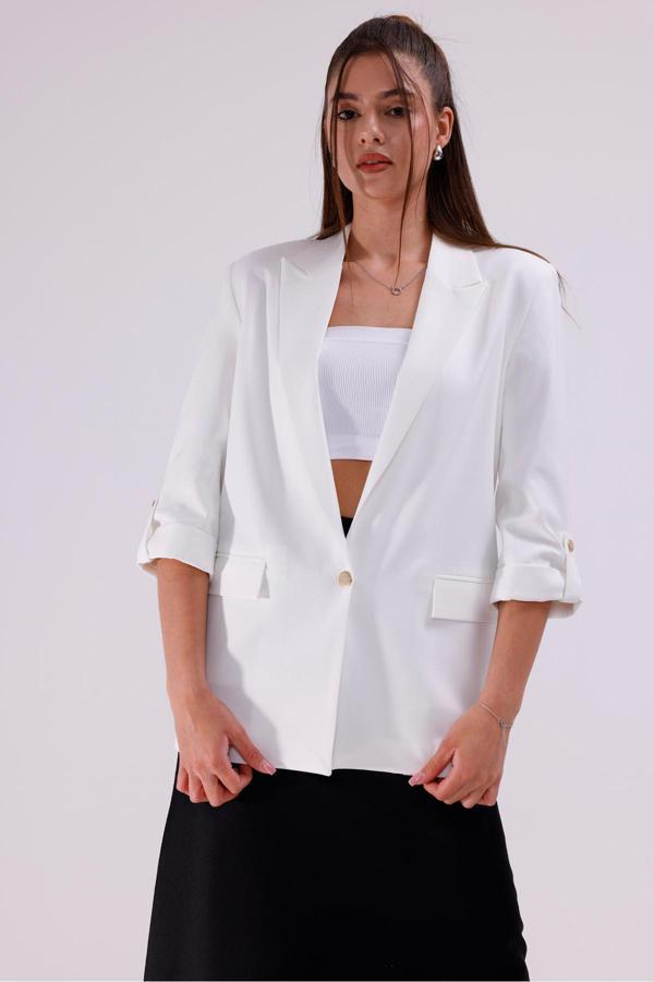 La Pante Kol Düğme Detaylı Blazer Ceket - Image 1