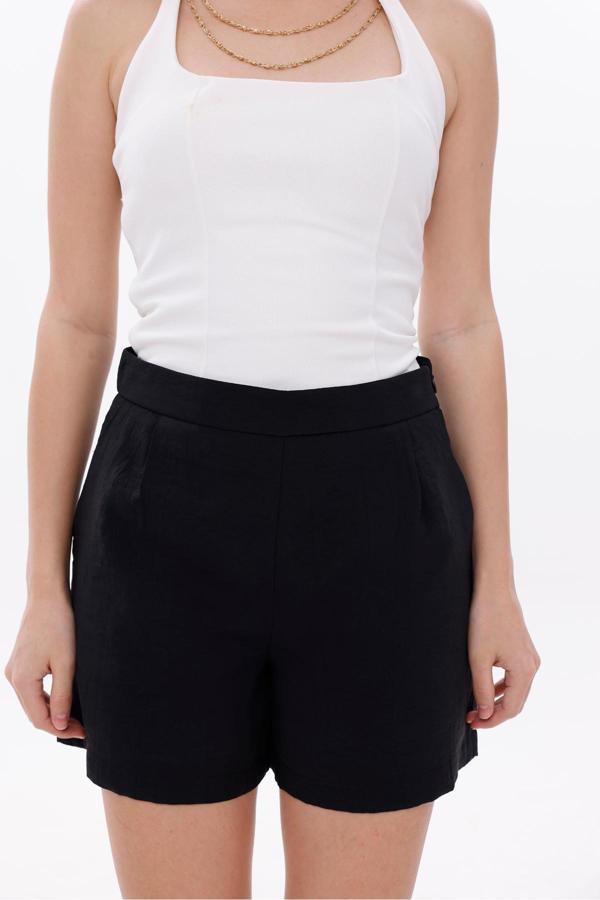 La Pante Yandan Gizli Fermuarlı Astarlı Modal Siyah Şort - Image 1