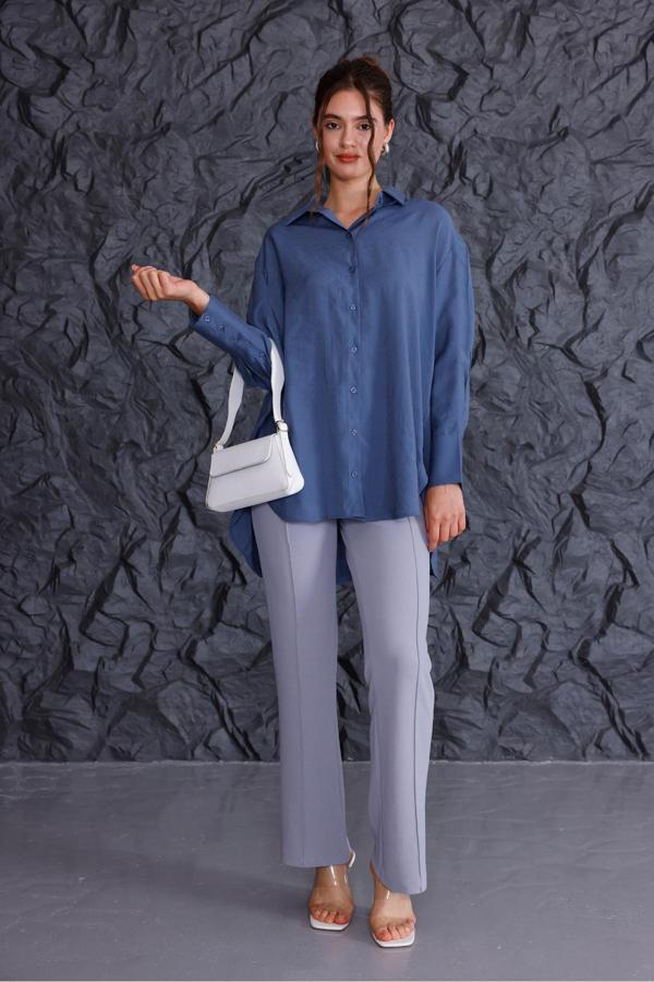 La Pante Oversıze Yarasa Kol Gömlek - Image 1