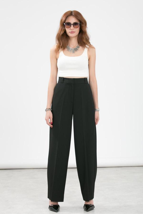 La Pante Arka Flato Cepli Yüksek Bel Rahat Kalıp Pantolon - Image 1