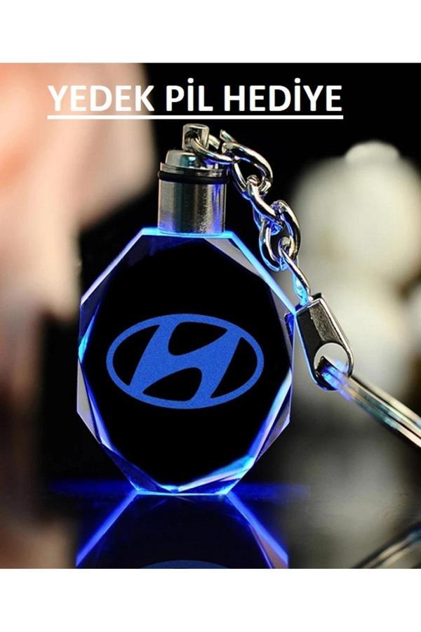 Be Hediyelik 7 Renk Yanan Logolu Yanan Led Işıklı Yedek Pil Hediye 3D Araba Anahtarlık Yedek Pil Hediye - Image 1