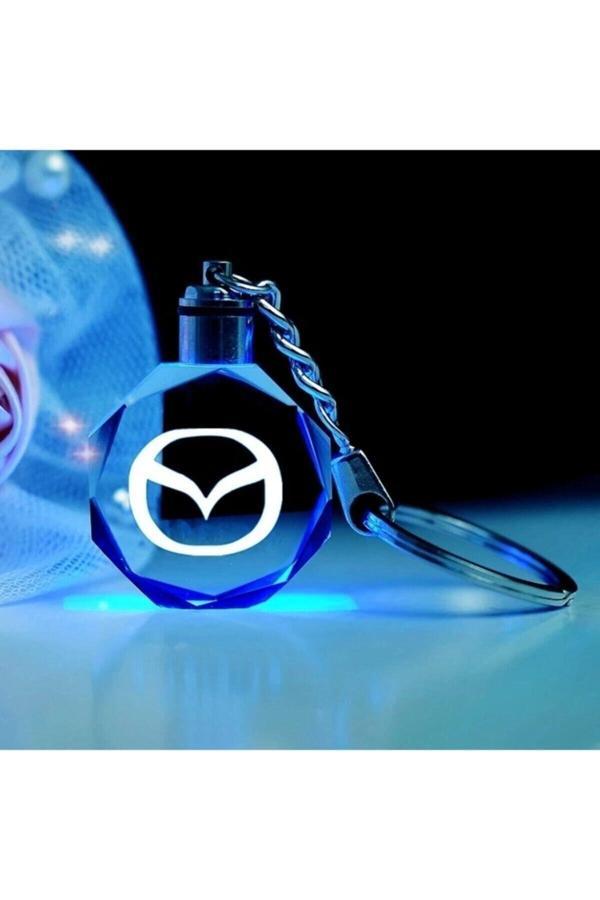 Be Hediyelik Logolu Yedek Pil Hediyeli Led Işıklı 3D Kristal Araba Anahtarlık Yedek Pil Hediye - Image 1