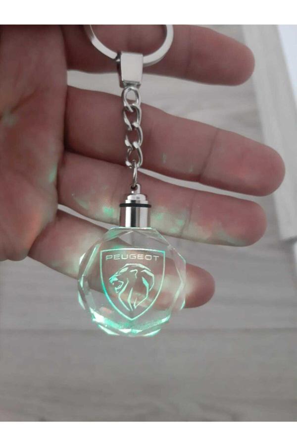 Be Hediyelik Logolu Led Işıklı 3D Kristal Araba Anahtarlık Yedek Pil Hediye - Image 1
