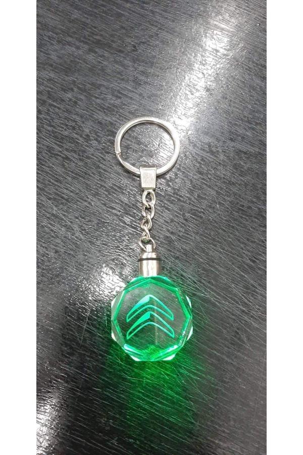 Be Hediyelik Logolu 7 Renk Yanan Yedek Pil Hediyeli Led Işıklı 3D Kristal Araba Anahtarlık Yedek Pil Hediye - Image 1