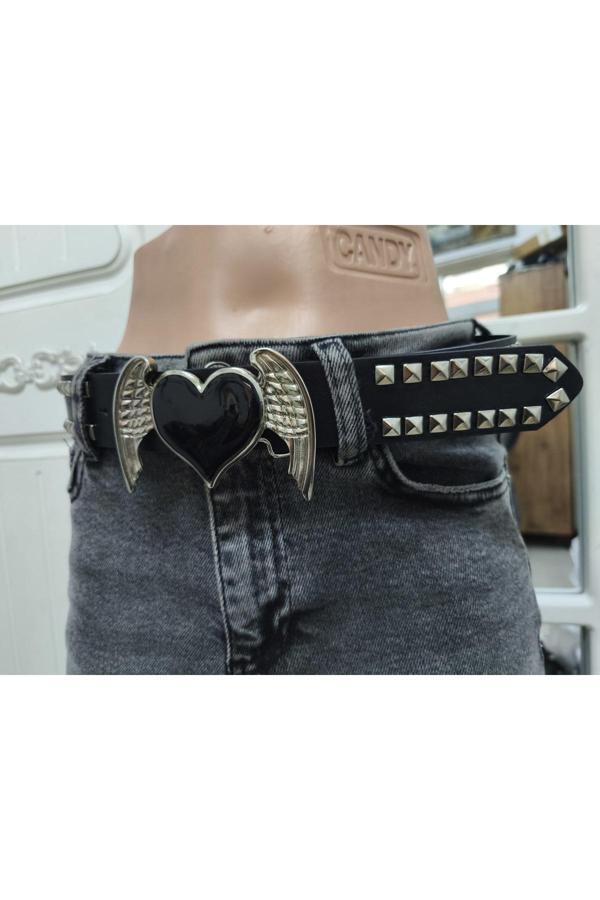 Çelik Belt Vintega Kanatlı Kalpli Tokalı Kemer - Image 1