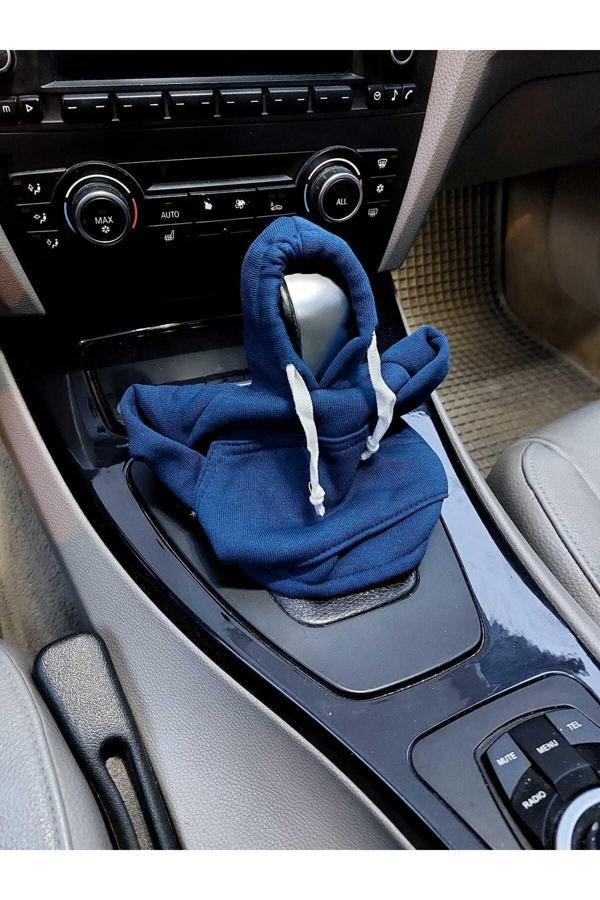 Be Hediyelik Vites Kılıfı Uyumlu Kapşonlu Sweatshirt Geçirmeli Vites Topuzu Kılıfı Lacivert - Image 1