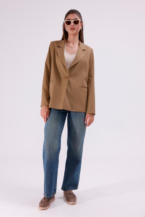 La Pante İçi Astarlı Camel Blazer Ceket - Image 1