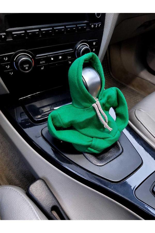 Be Hediyelik Vites Kılıfı Uyumlu Kapşonlu Sweatshirt Geçirmeli Vites Topuzu Kılıfı Yeşil - Image 1